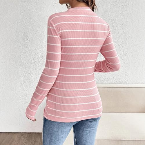 Chemise de grossesse rayée en coton polyester extensible à manches longues confort