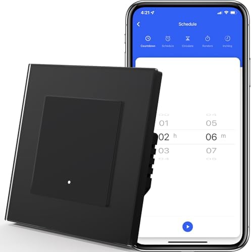 MVAVA Alexa Lichtschalter, Wlan Smart Lichtschalter Unterputz Kompatibel mit Alexa/Google Home, Funktioniert mit Tuya/Smart Life App, Neutrale Leitung Benötigt 1 Fach 1 Weg