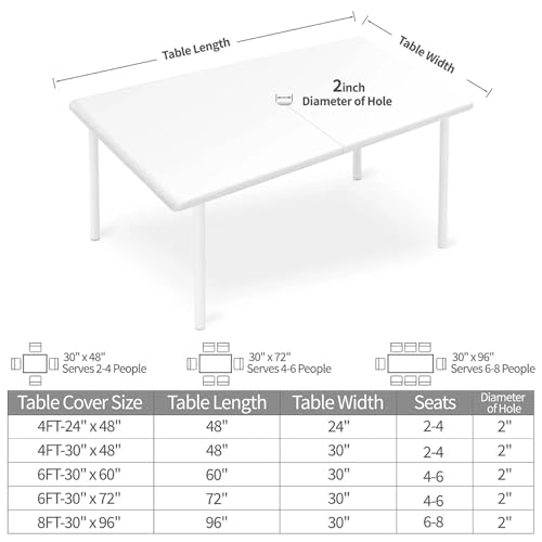 Yesad Rectangle Outdoor Tablecloth for Patio Table with Umbrella Hole, Waterproof Zippered Fitted Table Cover, Elastic Edge Wipeable Picnic Table Cloth, 60x30 inch, White Gold Marble by Yesad - Used condition - Image 2