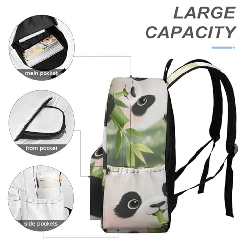 Bamboo Panda Printed Backpack Water-Resistant Pack Stylish Bag Lightweight Travel Backpack4