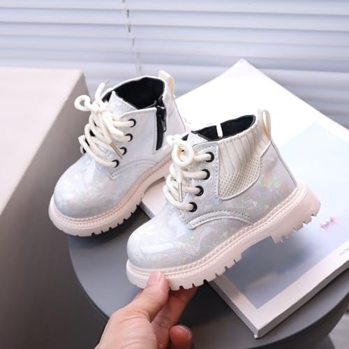 Boys Girls Glitter Ankle Boots Kids Toddler Lace Up British Style Sparkling Casual Shoes Side Zipper Party Booties3