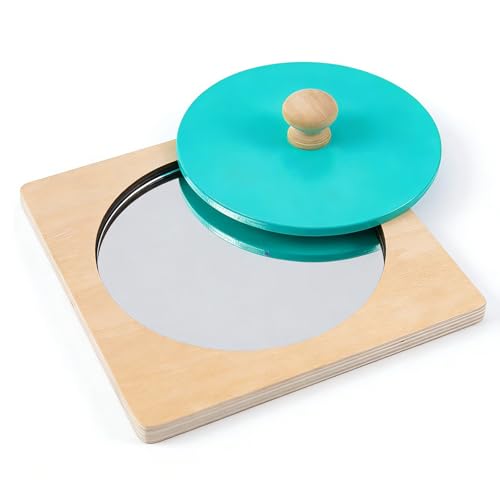 MmotZsb Kinder Kinderspiegel Baby Spielzeug 6 Monate Spiegel Baby Bauchlage Montessori Puzzle 1 Spiegel Blau