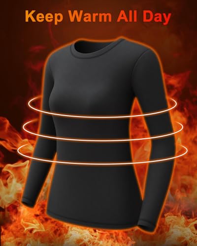 CL convallaria 1 2 4 Pack Women's Thermal Underwear Tops, Women Fleece Lined Long Sleeve Baselayer Shirt for Winter2