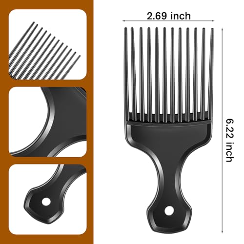 2 Piezas Peines Afro Dientes Anchos Plástico Negro miniatura 2