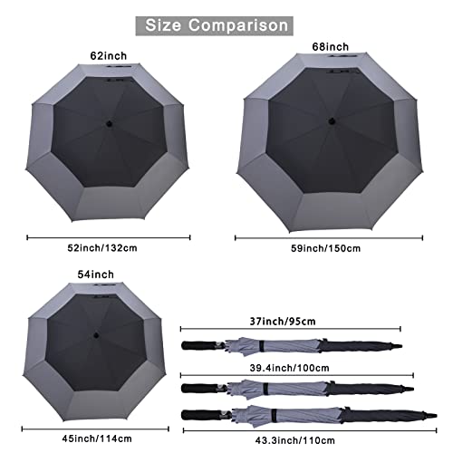 Image of G4Free 47 /54 /62 /68 Inch Automatic Open Golf Umbrella Oversize Extra Large Double Canopy Vented Windproof Waterproof Stick Umbrellas
