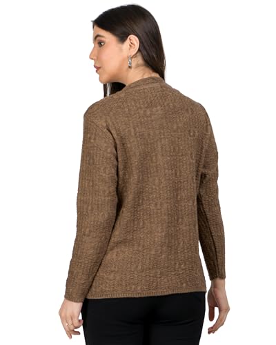 Image of Lady Willington Women Woolen Round Neck Self Design Cardigan Heavy Rainbow Fabric Cardigan Winter Wear Pure Wool Cardigan for Women Free Size Long Cotty Warm Cardigan Free Sizes