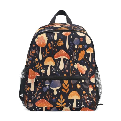 Sac à dos enfant noirs champignons fleurs pour école maternelle et primaire
