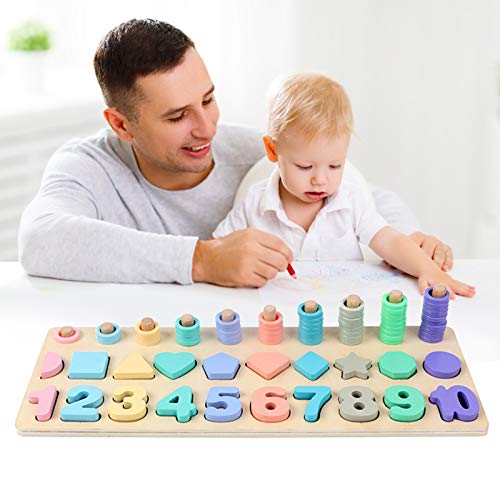 3 em 1 quebra-cabeça de números de madeira tabuleiro logarítmico classificador de contagens jogo bri