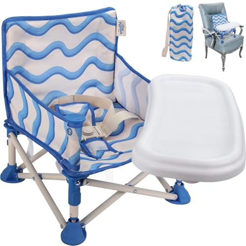 Tiny Marvels Portable 3-in-1 Baby Chair, Cozy Booster Seat, Baby Seat with Tray, Compact Foldable, Toddler Chair with Child Safety Belt Carry Bag, Perfect for Travel (Big Waive)
