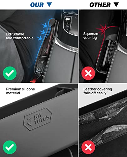 image for JOYTUTUS 2 Pack Black Car Seat Gap Filler Organizer, Silicone Console 