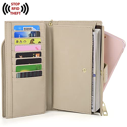 Image of UTO Wallet Women Vegan Leather Wristlet Snap Long Purse Credit Card Holder Elegant Clutch