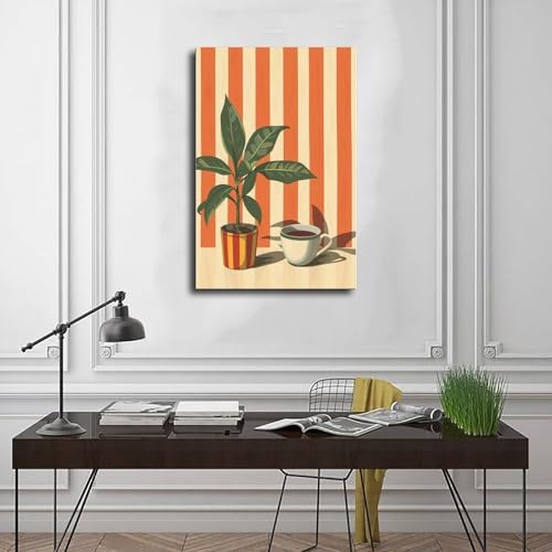 Toile rétro café rayée le cadeau déco chambre idéal - 3