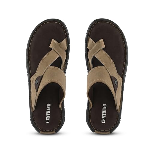 Image of Centrino Men's Sandals | Stylish Strap Sandal with Grip Insole | Thong Sandals with Comfortable Flip-Flop with Cushioned Footbed | Comfortable Casual Footwear for Office, Travel & Walking (9582)