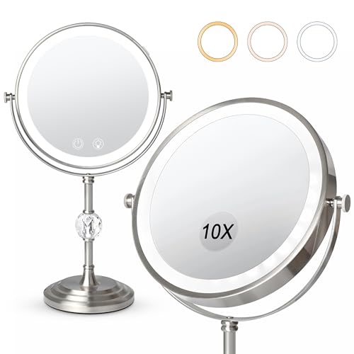 Espejo de maquillaje con luz y doble aumento miniatura 1