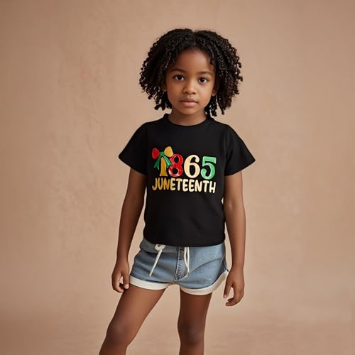 Image of Kids Juneteenth T-Shirt for Toddler Boys Girls Coquette Bow 1865 Black History Celebrate American African Freedom Top
