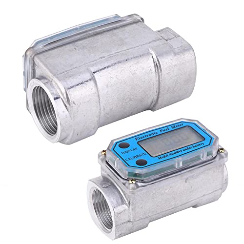 Medidor De Flujo Digital De Turbina Con Rosca NPT De Alta Precisión De 1 Pulgada Para Diésel, Queroseno Y Gasolina (Azul)