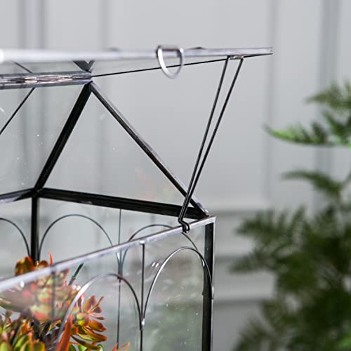 Vellon Large House Shape Glass Plant Terrarium For Foliage Succulent Bonsai Air Plant, Indoor Greenhouse, Planter Box, Black - 9.1 X 5.75 X 10.8” #TOP7