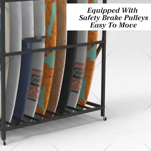 Floor-Mounted Skateboard Rack & Surfboard Storage - Holds 9 Boards, Perfect for Home Garage or Skate Shop - Durable Snowboard Organizer for Efficient Space Management