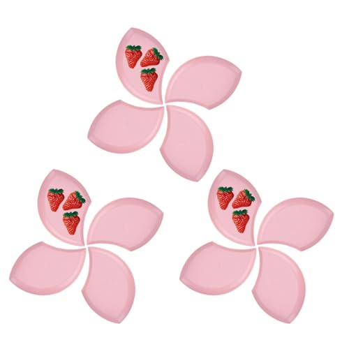 Image of Wheat Straw Unbreakable Appetizer Dessert Plates, Children's and Adult Cake Plate, Lightweight Small Petal-Shaped Plates for Snacks, Reusable Dipping Sauce Bowls. (Nordic Pink, Pack of 12)