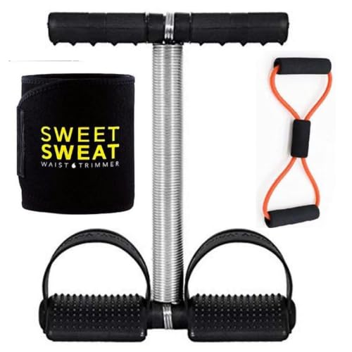 RPC99 Tummy Trimmer Single Spring With Sweat Bet and Figr 8 Ab Exerciser Fat Burner for Men & Women Ab Exerciser (Black)-image-45