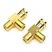 ANHAN 3 Way F Type Male to 2X Female Connector M/F T Shaped Combiner Splitter Adapter RF Coax Adapter 2Packs