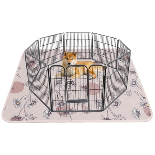 Image of IEUUMLER Washable Pee Pads for Dogs, 1 Pack Non-Slip & Waterproof Pack Whelping Pad, Reusable Washable Puppy Potty Training Pad with Fast Absorbent for Playpen EU007 (Pink Daisy, 48 inchX48 inch-1pcs)