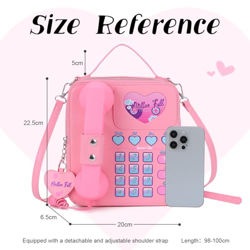 KUANG! Women Novelty Telephone Bag Chain Shoulder Handbag Leather Phone Shaped Purse Top Handle Crossbody Bag for Girls2