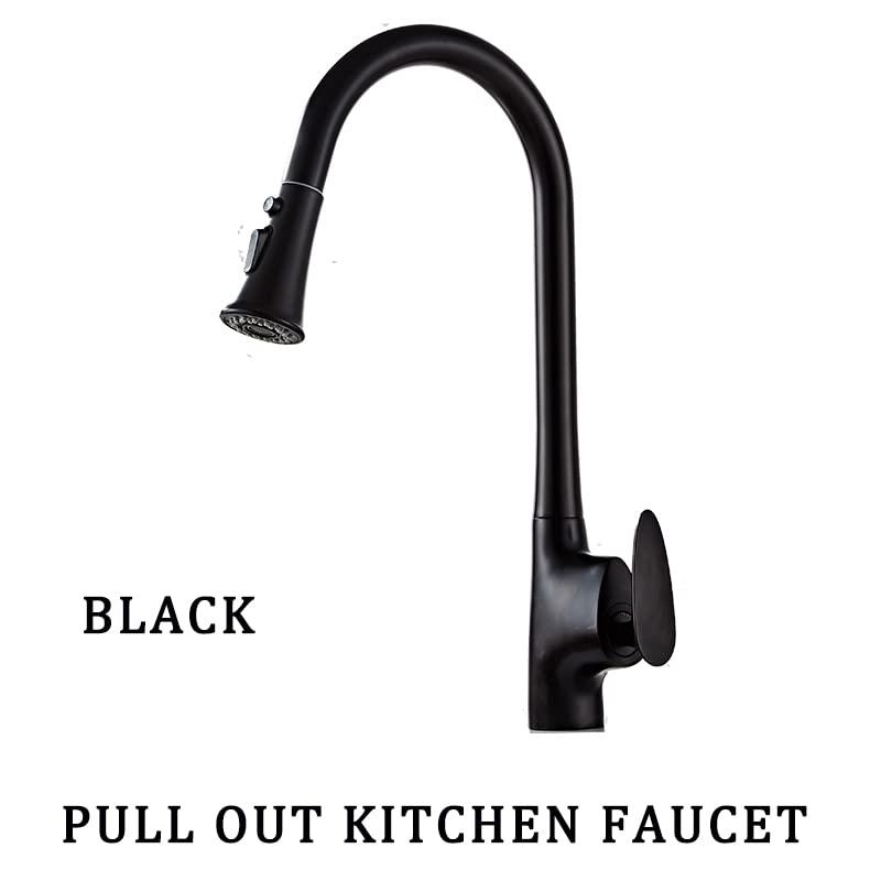 Robinet d'évier de cuisine noir col de cygne orientable - 5