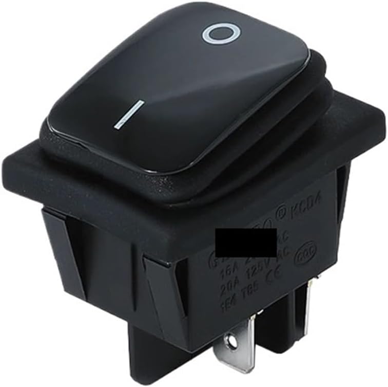 5PCS KCD4 Waterproof and Oil Proof Latching Switch Four Feet ON Off Red Green with Lights 4PIN Rocker Power Switch LED 12V 220V(4PIN LED Yellow 12V,20PCS)