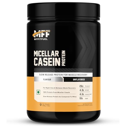 Image of MyFitFuel Micellar Casein Protein Powder | 500 gm, 15 Servings (Unflavoured) | Slow Release Protein