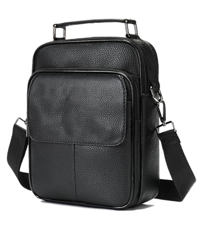 Genuine Leather Sling Bag with Adjustable Strap Vintage Anti-Theft Crossbody Messenger Bag for Men