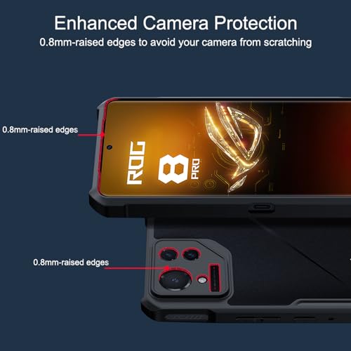 Guizzcg for ASUS ROG Phone 8 Pro 5G Case, Ultra-Thin Cover Soft TPU Bumper+ Acrylic Clear Back Military Grade Airbags Drop Protection,Black