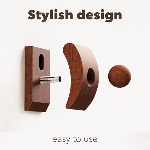 Image of Tapestry Hangers, 4 Small Quilt Hangers for Wall Hangings, Blanket Hanger Clamps, Carpet Rug Display, Wooden Wall Clips for Hanging (Brown)
