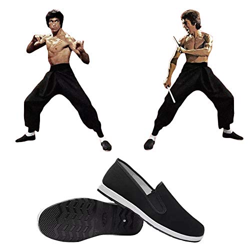 Kung Fu Tai Chi Martial Arts Shoes Rubber Sole Unisex Canvas Anti-Slip Fashion Qigong Trainerss Black2