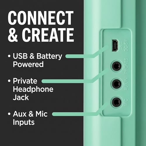 RockJam 49 Key Keyboard Piano, Portable Electronic Music Keyboard with Speakers, USB-C Power or Battery Operation, Headphone Input, 200 Tones, 200 Rhythms, Note Stickers & Lessons by RockJam - Image 3