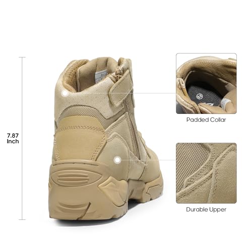 Image of NORTIV 8 Mens Military Tactical Work Boots Side Zip Outdoor Hiking Leather Motorcycle Combat Boots