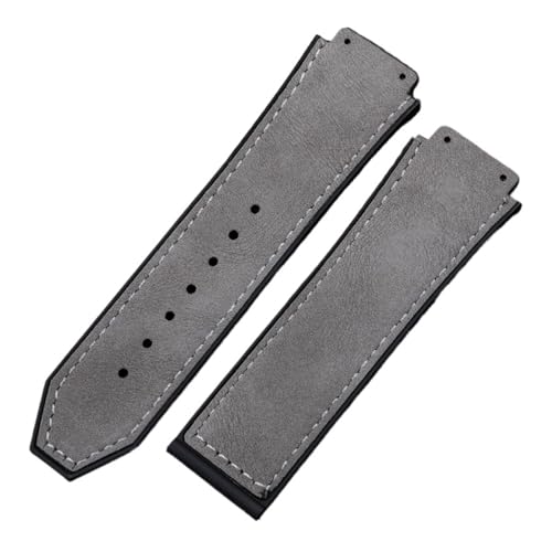 SarUel Correa de Reloj de Silicona de Caucho Natural de Cuero Crazy Horse de 25 * 19 mm Compatible con Correa Hublot Compatible con Herramientas clásicas sin cinturón de fusión (Color : Grey1, Size