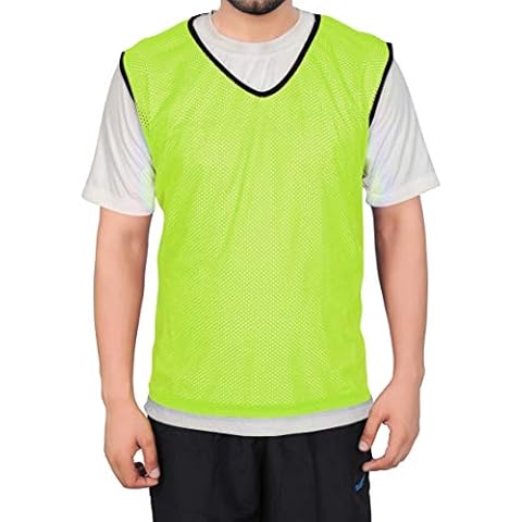 GSI Mesh Sports Training Bibs/Pinnies/Scrimmage/Vests for Soccer, Basketball, Football, Volleyball and Other Team Games (Large, Yellow - Pack of 6) Cover