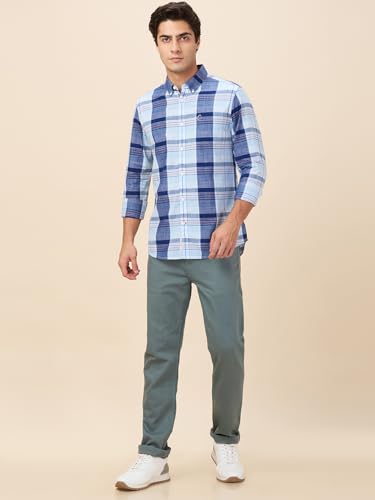 Image of Being Human Blue Regular Fit Regular Collar Men's Shirt Clothing