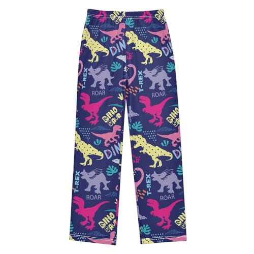 ZZKKO Pink Dino Pattern Boys Pants for Kids Jogger Pants with