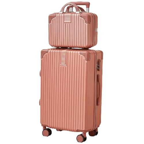 Lightweight and Wear-Resistant Trolley Case, High-Looking, Sturdy and Thickened Suitcase for Travel,Retro Rose Gold-24 inches