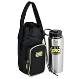 TrailMax 500 Series Water Bottle Carrier Horse Saddlebag with 1-Liter Stainless Steel Water Bottle, 1680-denier Ripstop Nylon, Black & Sand