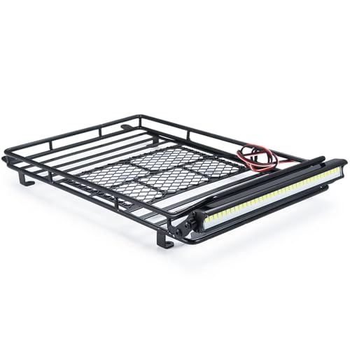 Bandeja portaequipajes metálica con luces para coche RC Axial SCX10 II Wrangler 1/10 90046