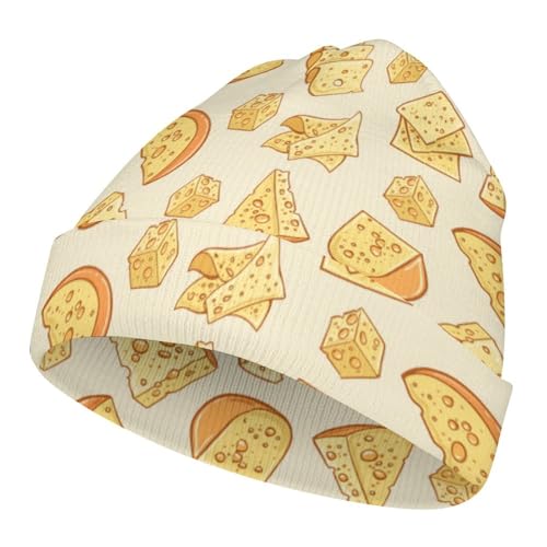 Yellow Cheese Pattern Kids Beanie Hat for for Girls Boys Children Cap Winter Knitted Chemo Cancer Headwear Accessories Gifts Decoration