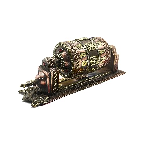 KHUSI Tibetan Wall Prayer Wheel - Crafted on Brass and Copper - 25 * 7.5 * 10 cm -Religious Peaceful Decor Gift
