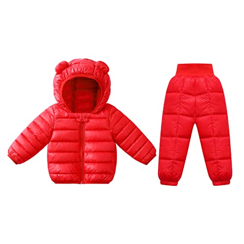 Winter Hooded Down Coat and Pants Suit for Kids Baby Boys Girls Lightweight Puffer Bear Hoods Infant Outerwear