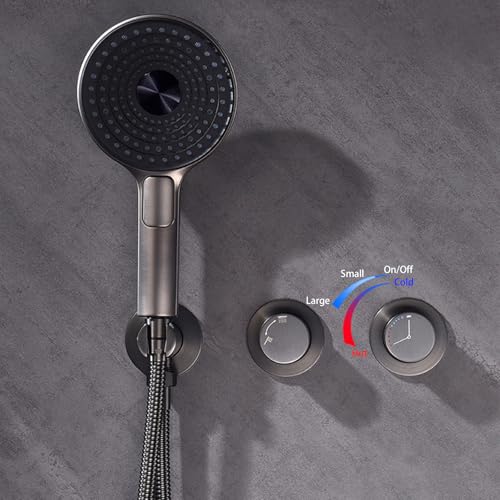 Ensemble de robinet de douche gris anti-calcaire et combo mural - 5