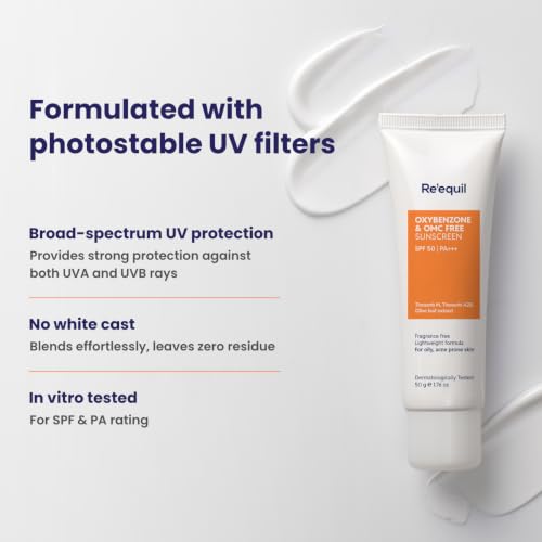 RE' EQUIL Oxybenzone and OMC Free Sunscreen For Oily, Sensitive & Acne Prone Skin | Prevents Acne Breakouts | No White Cast | SPF 50 PA+++ | 50g - Image 5