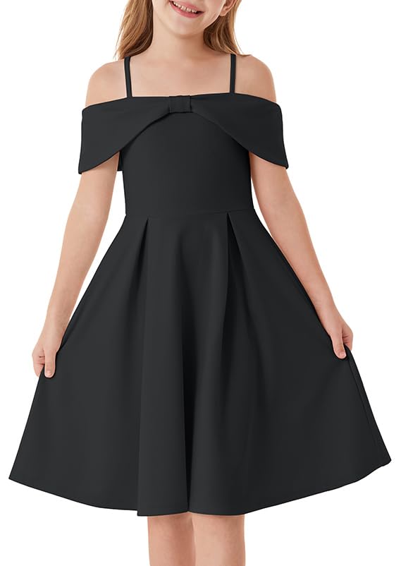 GRACE KARIN Girls Elegant Dress Off Shoulder A-Line Casual Party Dresses for 6-14 Years