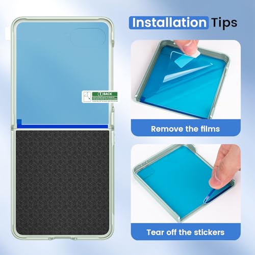 Image of Ruky for Galaxy Z Flip 7 Case, Built-in Back Screen Protector, Hard PC Ultra Slim Anti-Scratches Shockproof Wireless Charging Phone Cover for Samsung Z Flip 7, Mint Green